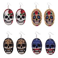 PU Leather Drop Earring with Zinc Alloy Halloween Jewelry Gift & for woman Sold By Pair