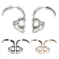 Tibetan Style Stud Earring, Skull, plated, Unisex & Halloween Jewelry Gift, more colors for choice, 45X40mmuff0c35mmuff0c16x9mm, Sold By Pair