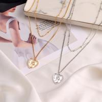 Zinc Alloy Jewelry Necklace Heart plated Double Layer & fashion jewelry & for woman Sold By PC