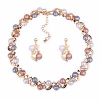 Zink Alloy Jewelry Sets, örhänge & halsband, med Plast Pearl, plated, mode smycken & för kvinna, fler färger för val, Säljs av Ställ
