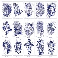 Papier Tattoo Sticker, Wasser Kunstdruck, verschiedene Muster für Wahl & wasserdicht, blau, 120x190mm, 50PCs/Menge, verkauft von Menge