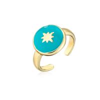 Brass Cuff Finger Ring, 18K gold plated, Adjustable & for woman & enamel, more colors for choice, 24mm, Sold By PC