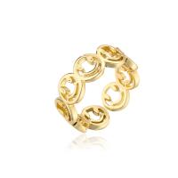 cobre Cuff Ring Finger, enfrentam o sorriso, 18K banhado a ouro, Ajustável & para mulher & vazio, 8mm, vendido por PC