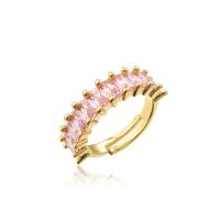Cubic Zirconia Micro Pave Brass Ring 18K gold plated Adjustable & micro pave cubic zirconia & for woman 6mm Sold By PC