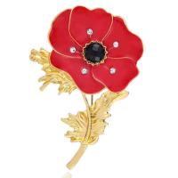 Enamel Brooch Zinc Alloy Flower 18K imitated gold plated for woman & with rhinestone nickel lead & cadmium free Sold By PC
