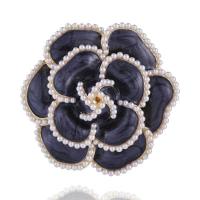Enamel Brooch Zinc Alloy with Plastic Pearl Flower plated for woman nickel lead & cadmium free Sold By PC