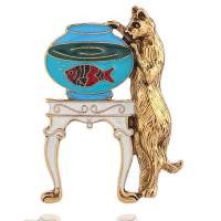 Enamel Brooch, Tibetan Style, Cat, plated, Unisex, more colors for choice, nickel, lead & cadmium free, 51x38mm, Sold By PC