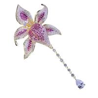 Cubic Zirconia Brooch, Brass, Flower, plated, micro pave cubic zirconia & for woman, more colors for choice, nickel, lead & cadmium free, 85x48mm, Sold By PC
