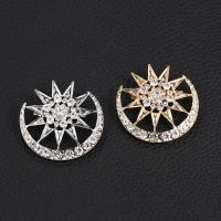 Rhinestone Brooch Zinc Alloy Moon and Star plated for woman & with rhinestone nickel lead & cadmium free Sold By PC
