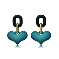 Resin Earring Zinc Alloy with Resin Heart plated fashion jewelry & for woman nickel lead & cadmium free Sold By Pair