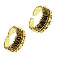 Messing Manchet Finger Ring, Verstelbare & micro pave zirconia & voor vrouw, gouden, 22x23x3mm, Verkocht door PC