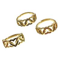 Cubic Zirconia Micro Pave Brass Ring, Heart, Adjustable & micro pave cubic zirconia & for woman, more colors for choice, 22x23x2mm, Sold By PC