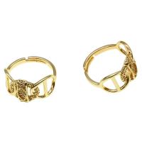 Cúbicos Circonia Micro Pave anillo de latón, metal, Ajustable & micro arcilla de zirconia cúbica & para mujer, dorado, 21x21x3mm, Vendido por UD