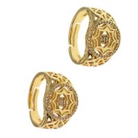 Cúbicos Circonia Micro Pave anillo de latón, metal, Ajustable & micro arcilla de zirconia cúbica & para mujer, dorado, 23x23x4mm, Vendido por UD