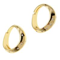 Cúbicos Circonia Micro Pave anillo de latón, metal, Ajustable & micro arcilla de zirconia cúbica & para mujer, dorado, 22x22x5mm, Vendido por UD