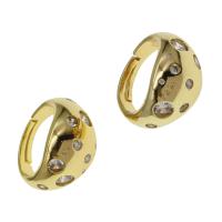 Cúbicos Circonia Micro Pave anillo de latón, metal, Ajustable & micro arcilla de zirconia cúbica & para mujer, dorado, 25x25x5mm, Vendido por UD