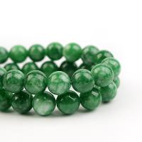 Natural Chalcedony Bead, Round, polished, DIY, green, Sold Per 38 cm Strand
