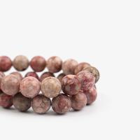 Maifan Stone Bead, Runde, poleret, du kan DIY, lyserød, Solgt Per 38 cm Strand