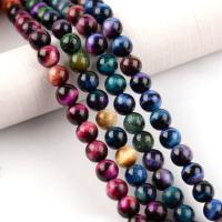 Tigerauge Perlen, rund, poliert, DIY, keine, verkauft per 38 cm Strang