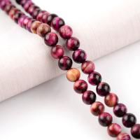 Tigerauge Perlen, rund, poliert, DIY, rosa Camouflage, verkauft per 38 cm Strang