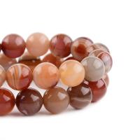Natürliche Streifen Achat Perlen, rund, poliert, DIY, rot, verkauft per 38 cm Strang