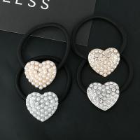 Ponytail Holder Zinc Alloy with Plastic Pearl Heart plated fashion jewelry & for woman & with rhinestone Sold By PC