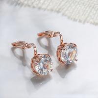 Brass Earring Clip with Cubic Zirconia fashion jewelry & for woman golden Sold By Pair