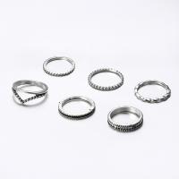 Juego de anillos de aleación de zinc, 6 piezas & Joyería & para mujer, más colores para la opción, Vendido por Set