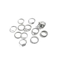 Cink Alloy Ring Set, Cink ötvözet, galvanizált, 12 darab & divat ékszerek & a nő & strasszos, az eredeti szín, Által értékesített Set
