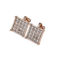 Brass Earring Clip,  Square, plated, fashion jewelry & micro pave cubic zirconia & for woman, more colors for choice, Sold By Pair