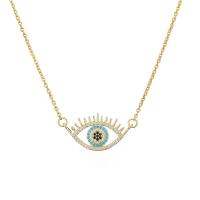 Evil Eye Jewelry Necklace Brass 18K gold plated micro pave cubic zirconia & for woman & hollow 28mm Length Approx 17.72 Inch Sold By PC