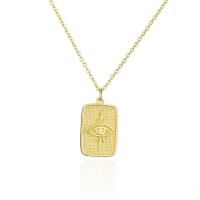 Cubic Zircon Micro Pave Brass Necklace, Rectangle, 18K gold plated, with eye pattern & micro pave cubic zirconia & for woman, 13x26mm, Length:Approx 17.72 Inch, Sold By PC