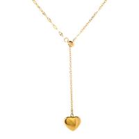 Titanium Steel Necklace, with 1.97inch extender chain, Heart, 18K gold plated, fashion jewelry & for woman, 10x11mm, Length:18.11 Inch, Sold By PC