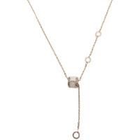 Titanium Steel Necklace, with 1.97inch extender chain, gold color plated, fashion jewelry & for woman & with rhinestone, 13mm, Length:16.54 Inch, Sold By PC