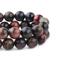 Tiger Eye Beads, Runde, poleret, du kan DIY, blandede farver, Længde 38 cm, Solgt af PC