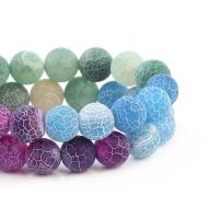 Naturlig effloresce Agate perler, Runde, du kan DIY & mat, flerfarvede, Solgt Per 38 cm Strand