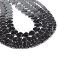 Perles hématite magnétique, coeur, poli, DIY, noire, Vendu par 38 cm brin