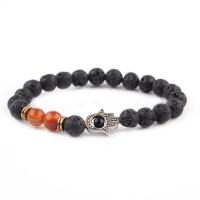 Gemstone Bracelets, Natural Stone, with Tibetan Style, Unisex & anti-fatigue, more colors for choice, 8mm, Length:15 Inch, Sold By PC