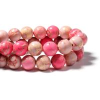 Impression Jasper Beads, Round, polished, DIY, pink, Length:38 cm, Sold By PC