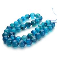 Prirodni Plavi ahat perle, Blue Agate, Krug, možete DIY & faceted, plav, Prodano Per 38 cm Strand