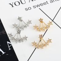 Tibetan Style Earring Jacket, Star, plated, fashion jewelry & for woman & with rhinestone, more colors for choice, 38x19mm, Sold By Pair