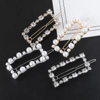 Hair Clip, Tibetan Style, with Plastic Pearl, plated, fashion jewelry & different styles for choice & for woman & with rhinestone, more colors for choice, 53x28mm, Sold By PC