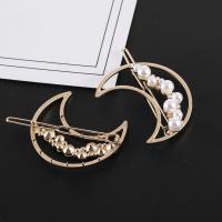 Hair Clip Zinc Alloy with Plastic Pearl Moon plated fashion jewelry & for woman & with rhinestone Sold By PC