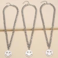 Zinc Alloy Jewelry Necklace Smiling Face plated fashion jewelry & Unisex original color Length 11.22 Inch Sold By Set