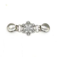 Scarf Buckle, Tibetan Style, Snowflake, for woman & with rhinestone, 108x38mm, 5PCs/Lot, Sold By Lot