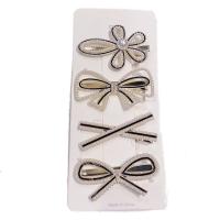 Alligator Hair Clip Zinc Alloy with Plastic Pearl plated & with rhinestone 60mm Sold By Lot