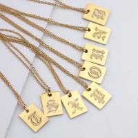 Stainless Steel Jewelry Necklace, gold color plated, fashion jewelry & with letter pattern & for woman, Length:17.72 Inch, Sold By PC