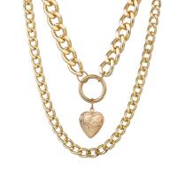 Zinc Alloy Jewelry Necklace Heart plated Double Layer & fashion jewelry & for woman nickel lead & cadmium free Sold By PC