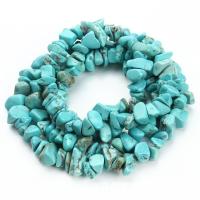 Perles turquoises, turquoise, Irrégulière, DIY, bleu, 8-12mm, Vendu par 80 cm brin