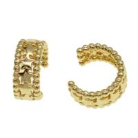 Brassard de boucle d'oreille de mode, laiton, avec motif d'étoile & pour femme, doré, 11x11x2mm, Vendu par paire